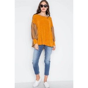 Hummingbird Mustard Mix Media Vertical Stripes Drop Shoulder Top Sweater…